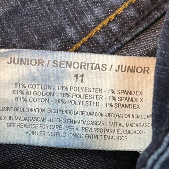 LEI Juniors Y2K Ashley Trouble Dark Wash Stretch Mid Rise Bootcut Denim Jean 11 - Picture 12 of 13